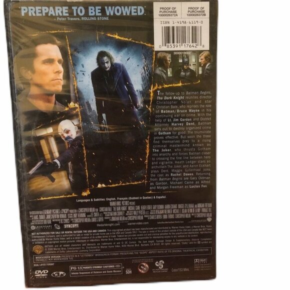 Batman - The Dark Knight (DVD, 2008, Widescreen) Christian Bale & Heath Ledger N - Picture 2 of 3